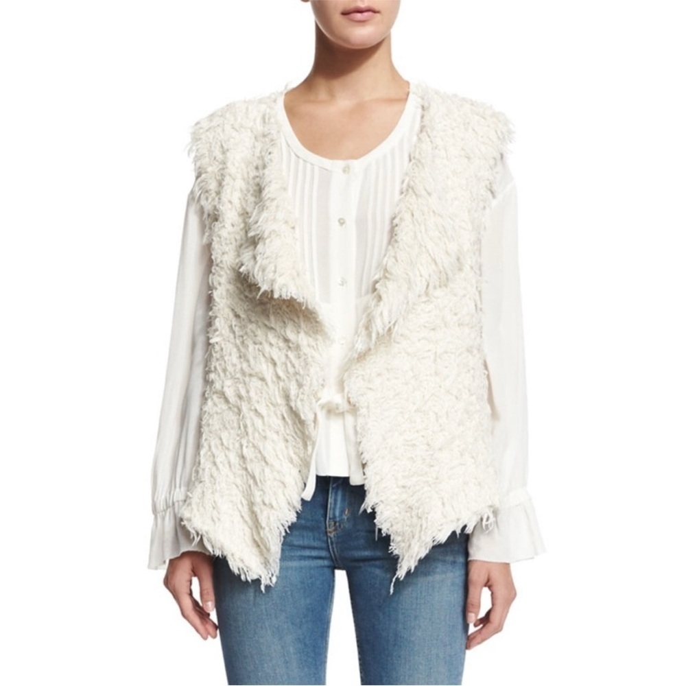 IRO Jeans Ecru Bellay Fringe Vest 36/S
